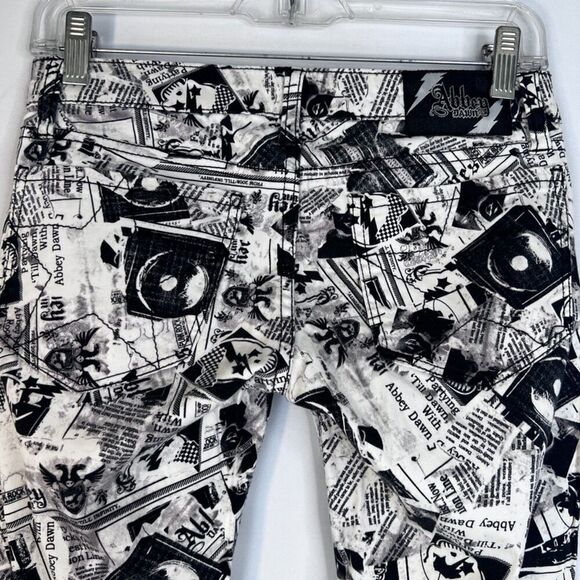 Abbey Dawn by Avril Lavigne Black White Newsprint Goth Punk Skinny Pants JRS 3 - Picture 4 of 12